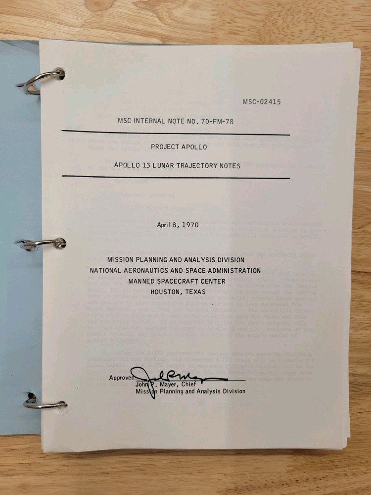 1970 Apollo 13 Lunar Trajectory Notes NASA Internal Note Flight Director