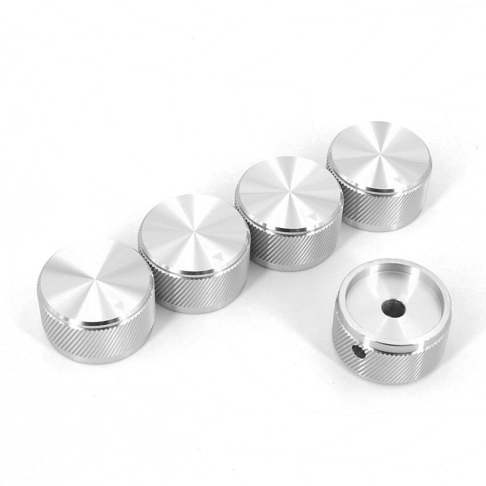 5Pcs Silver 30 x 17mm Solid Aluminum 6mm Hole Rotary Control Potentiometer Knob