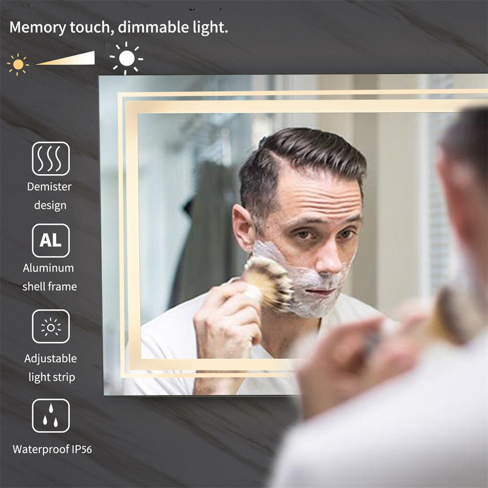 42''x20'' LED Wall Mirrors Sleek Backlit Bathroom Mirror Vertical & Horizontal