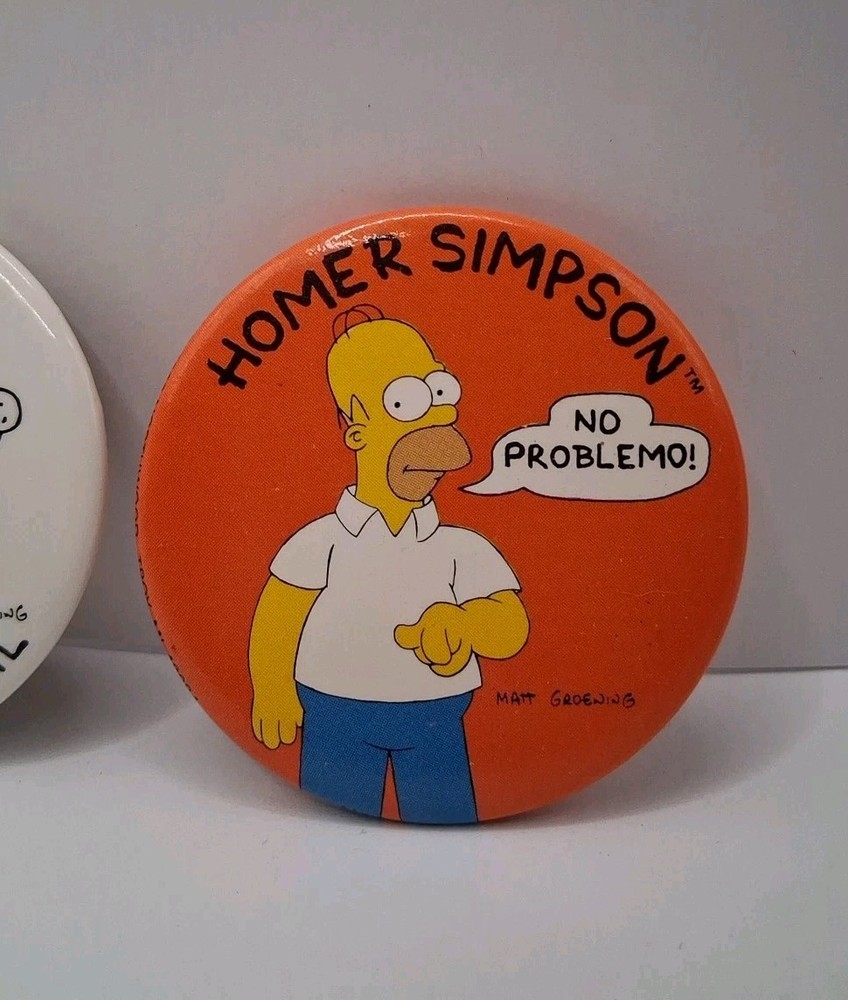 Vintage 1989 The Simpsons Bartman & Homer Buttons