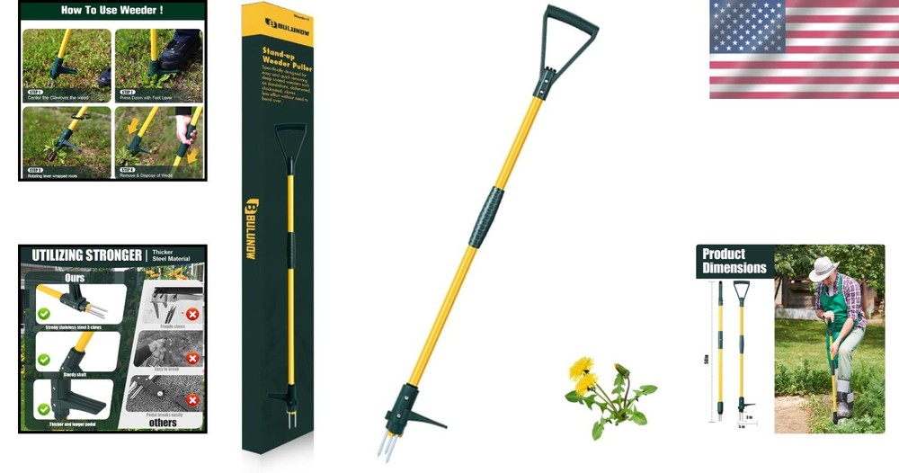 Durable Long Handle Weed Puller with 3 Claws for Effortless Gardening