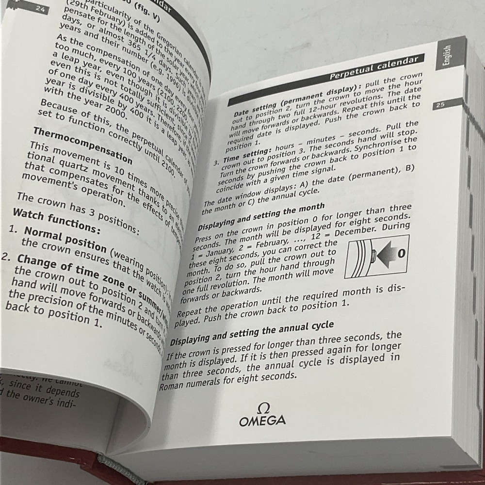 Omega Operating Instructions Booklet 1/5 hardcover