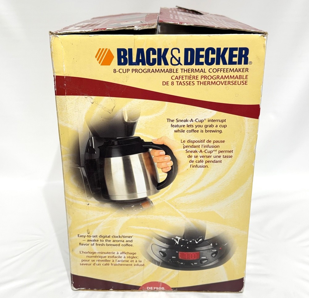 Black & Decker 8 Cup Programmable Thermal Carafe Coffee Maker Black & SS DE790B