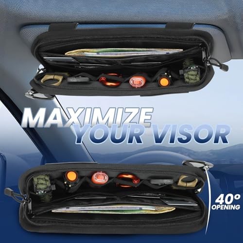 Molle Visor Organizer for Car, 1000D Polyester Tactical Panel Sun Black