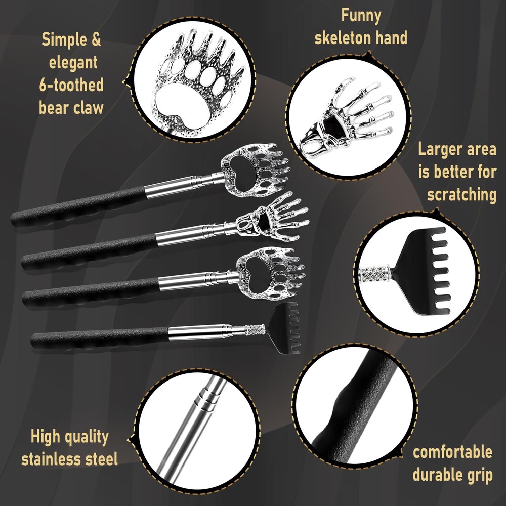 Orerered 4Pcs Back Scratcher Stocking Stuffers for 4pcs, Backscratcher 4pcs