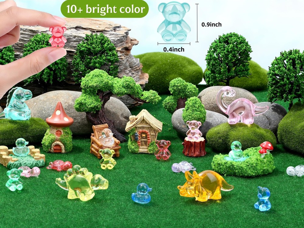 200PCS Mini Resin Bears Figures Cute Tiny Teddy Bears Trinkets Small Plastic ...