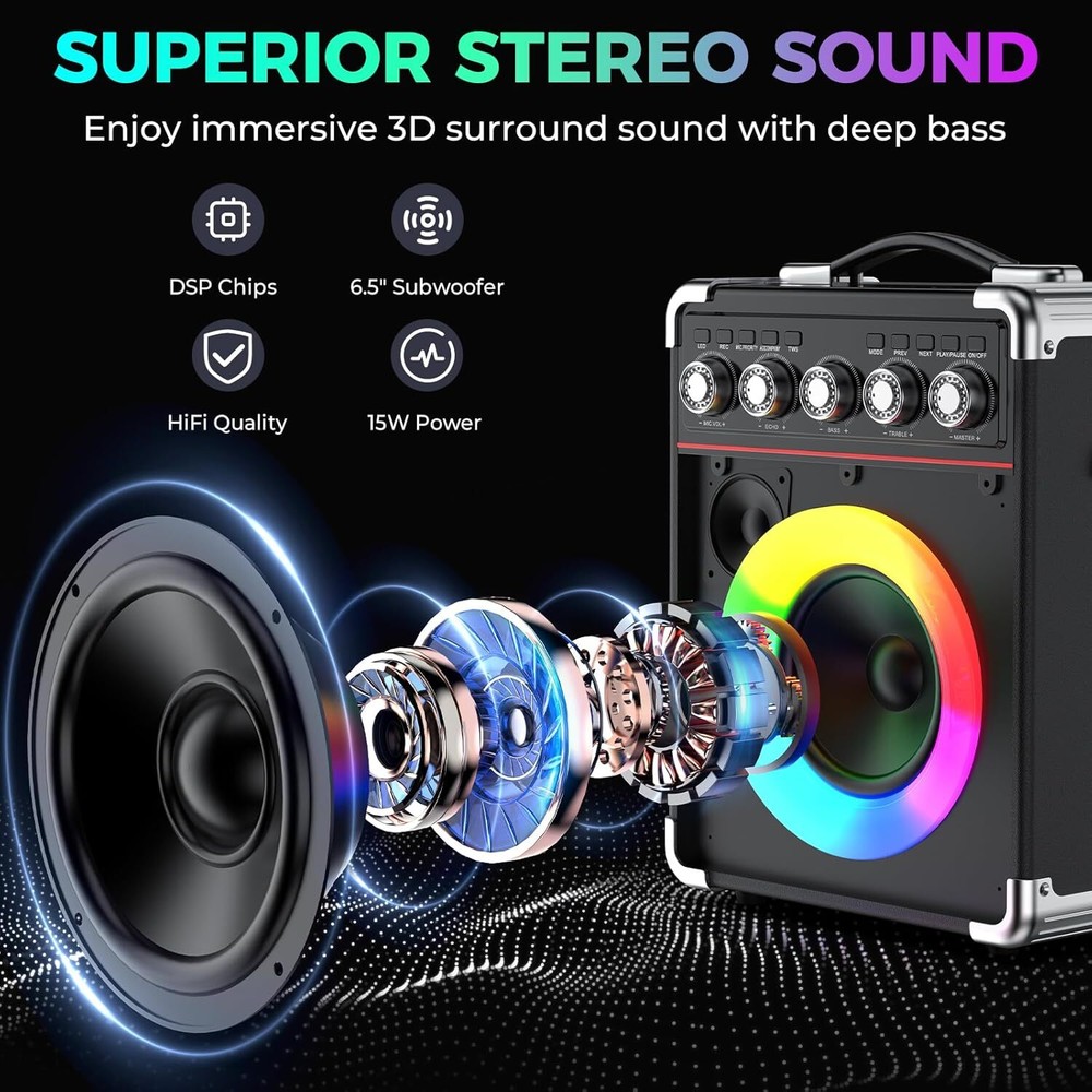 Karaoke Machine Audio with Microphone Portable Bluetooth Speaker Graduation Gift