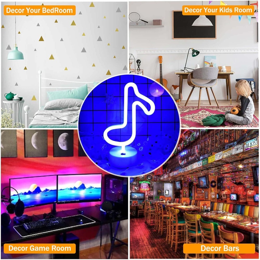 Musical Note Lights LED Light Music Neon Sign Blue
