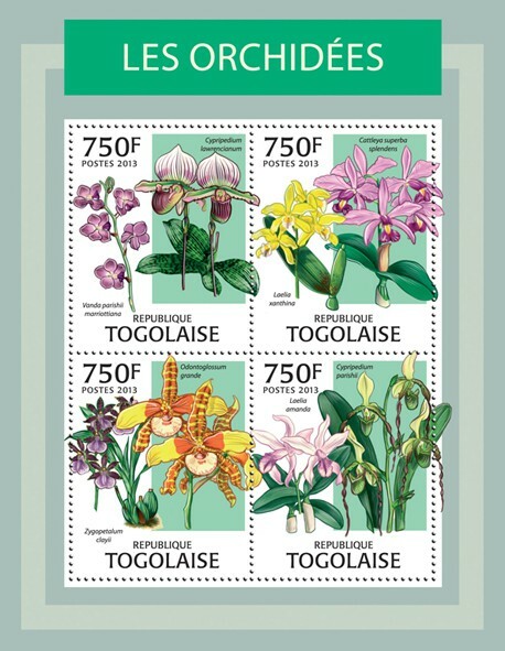2013 TOGO MNH. ORCHIDS   |   Y&T Code: 3256-3259  |  Michel Code: 4901-4904