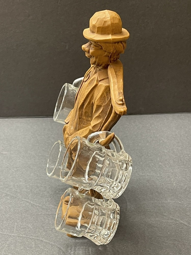 Really Cool! Drunken Man Bar Caddy with 4 Shot Glasses