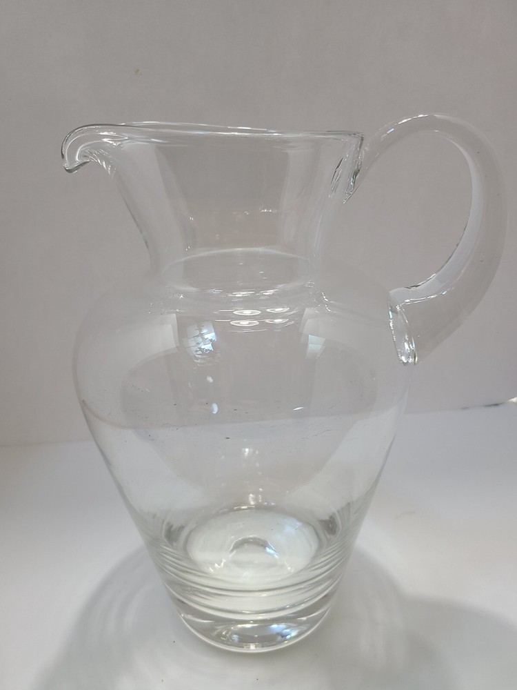 Vintage Hand Blown Clear Glass Pitcher