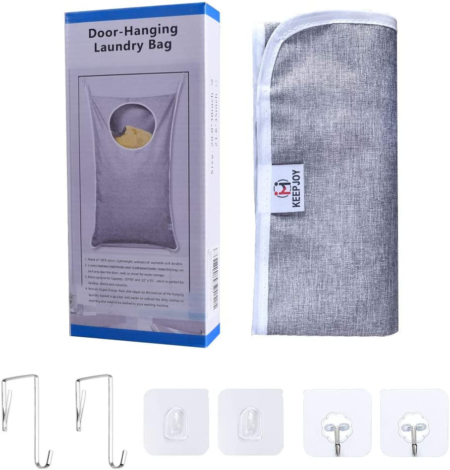 KEEPJOY Hanging Laundry Hamper Bag with 2 Different Types of Hooks, Size 20 X 30
