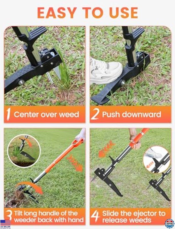 2-Pack Adjustable Weed Puller Tool Kit, Quick Eject, Heavy Duty for Garden