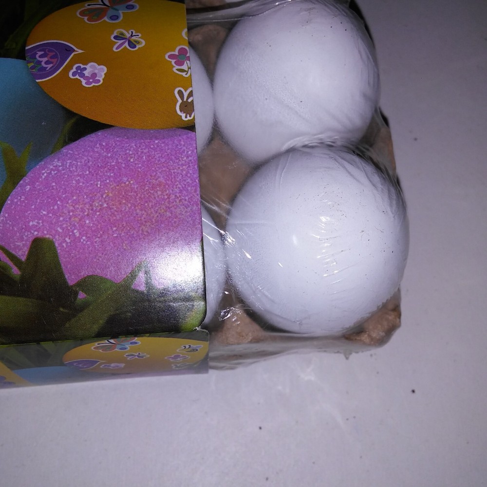 Set of 36 Easter Eggs Solid White for Decorating Includes Paper Stands & Dipper