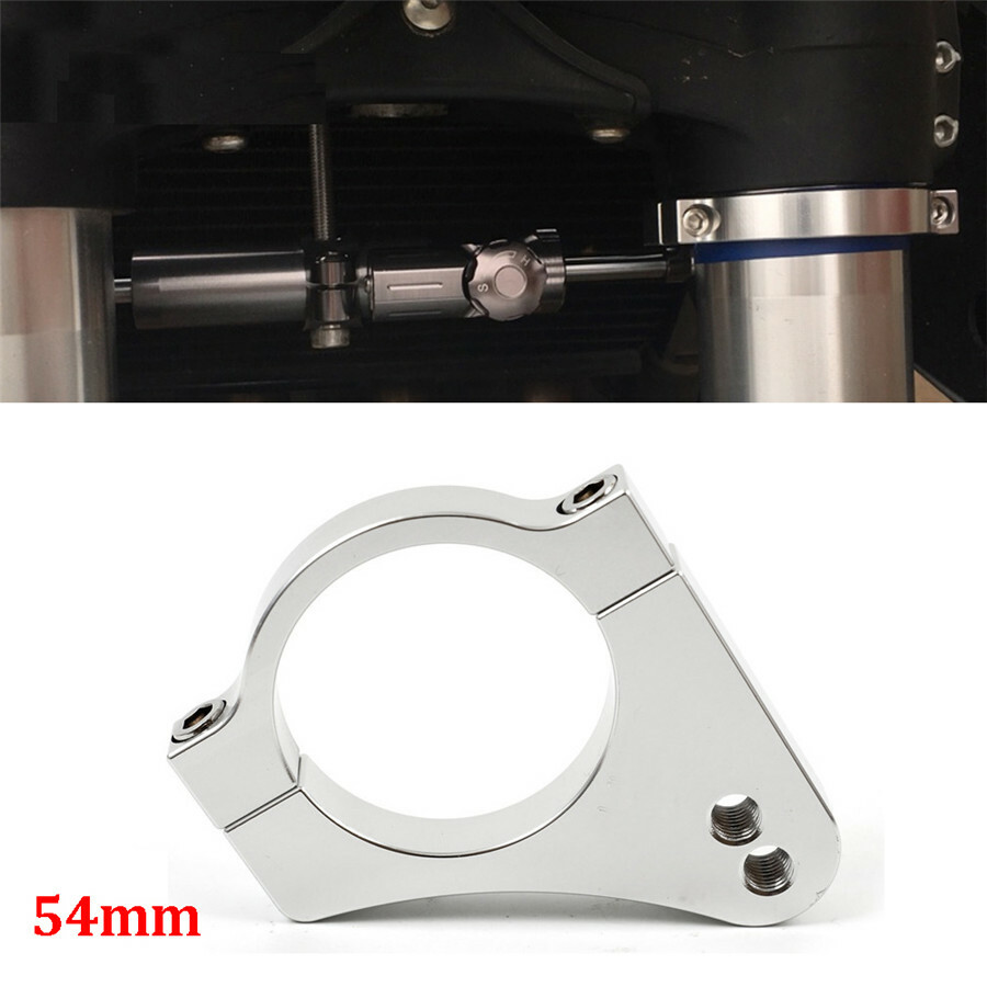 1X Silver 54MM CNC thread pitch Steering Damper Fork Bracket for Fork Clamp Tube