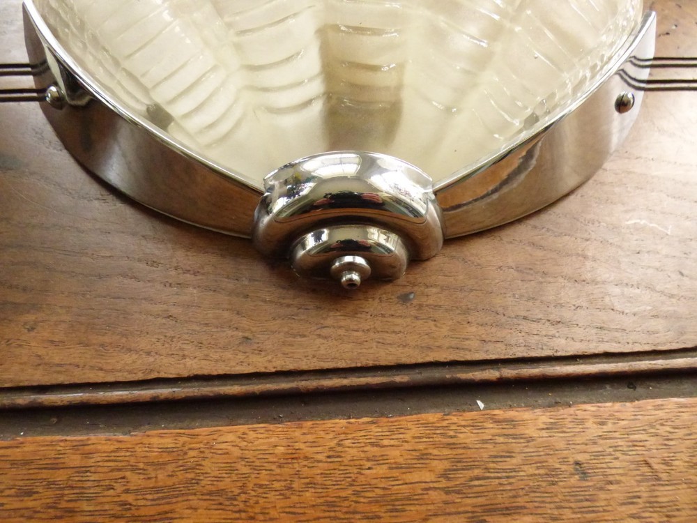 Art Deco Chrome and Glass Clamshell Wall Lights