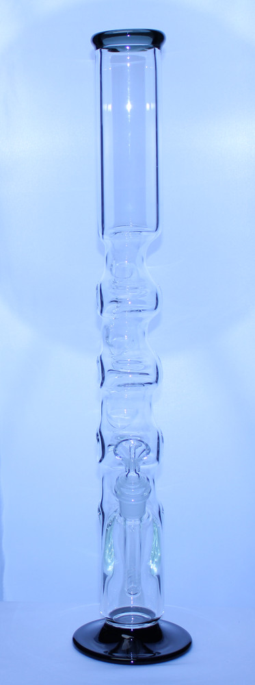 Quad Hook Water Pipe W/ Colored Trim | Black | 20"