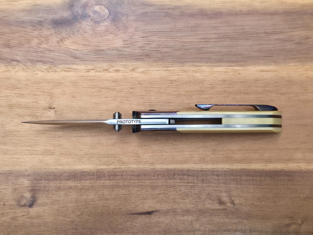 Chad Nell Custom Nevada Jr. Prototype Front and Thumbstud Flipper Knife.