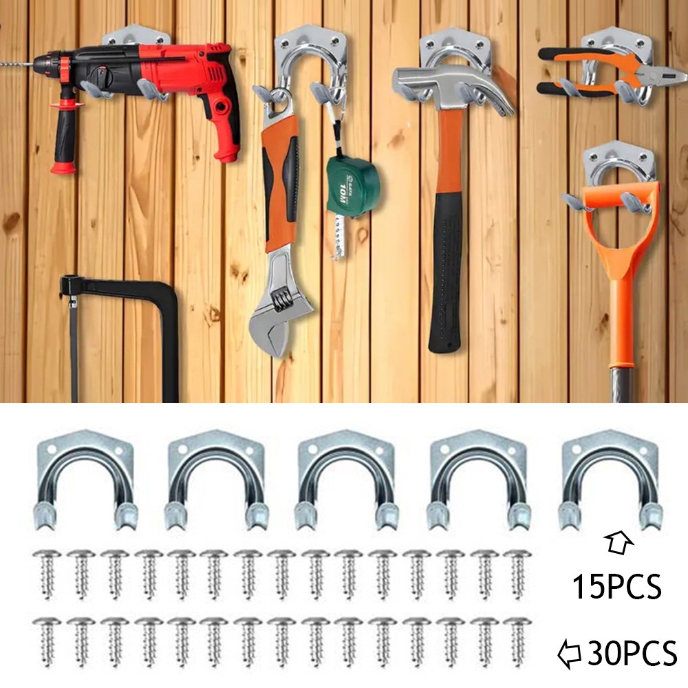 Wall Mount Hooks for Power Tools Garage Storage Heavy Duty Double Hook Set