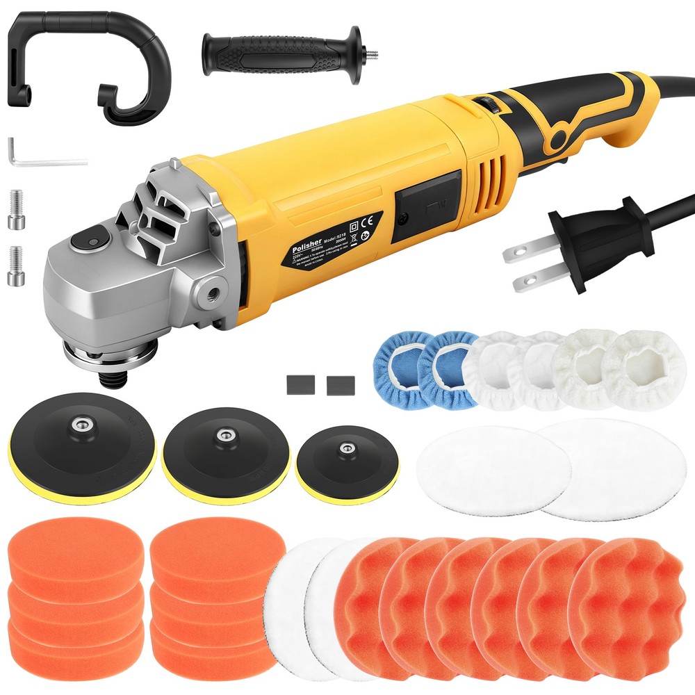 2000W Car Polisher Polishing Machine Kit Buffer Sander Variable Speed 5&6&7" Pad