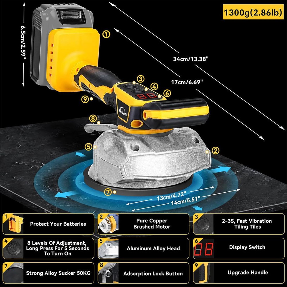 Tile Vibration Leveling Machine Vibration Tool for Dewalt 20V Max Battery DCB201