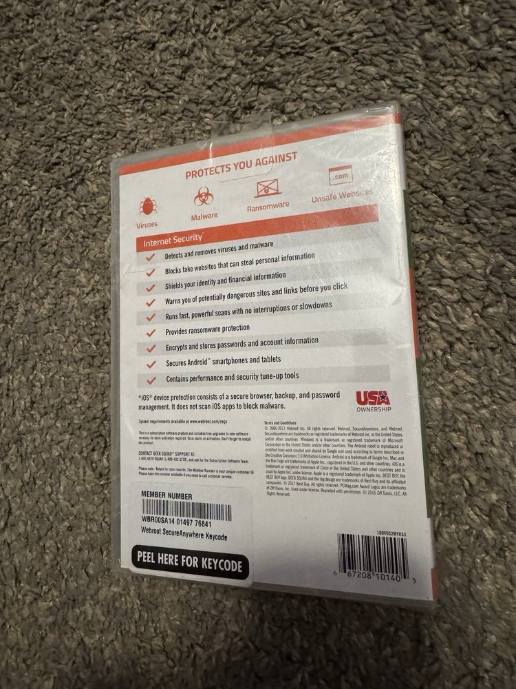 WEBROOT SecureAnywhere Internet Security - BRAND NEW/SEALED