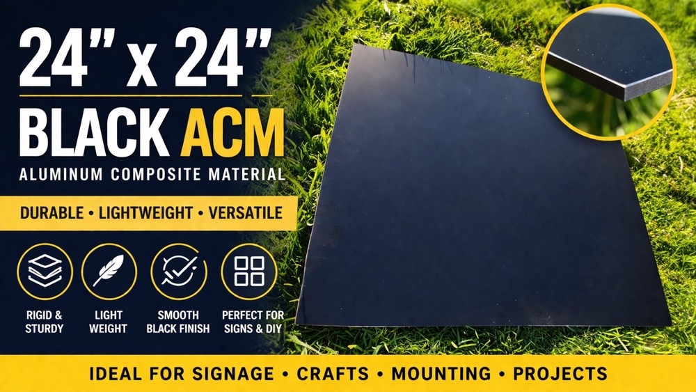 24" x 24" Black Aluminum Composite Material Sheet