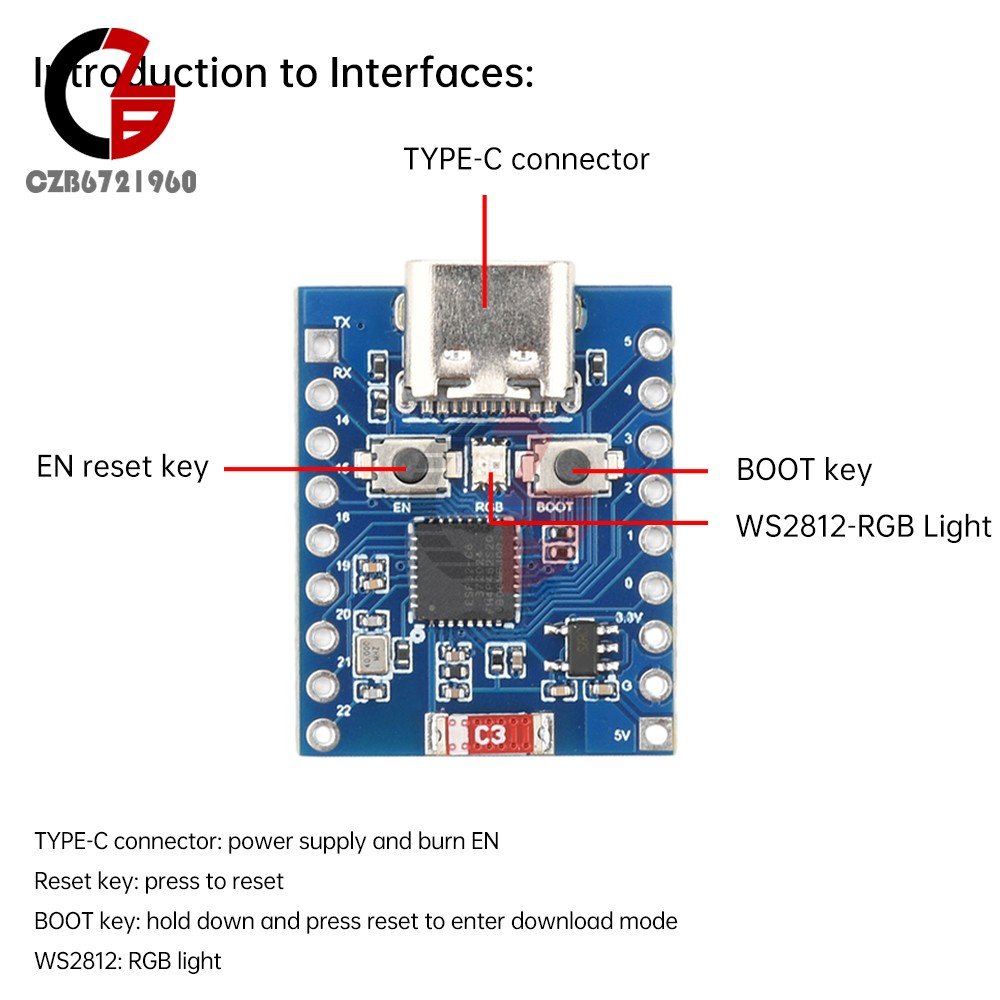 1-10PCS ESP32-C6 TINY Mini Development Board ESP32-C6FH4 WIFI Bluetooth Module