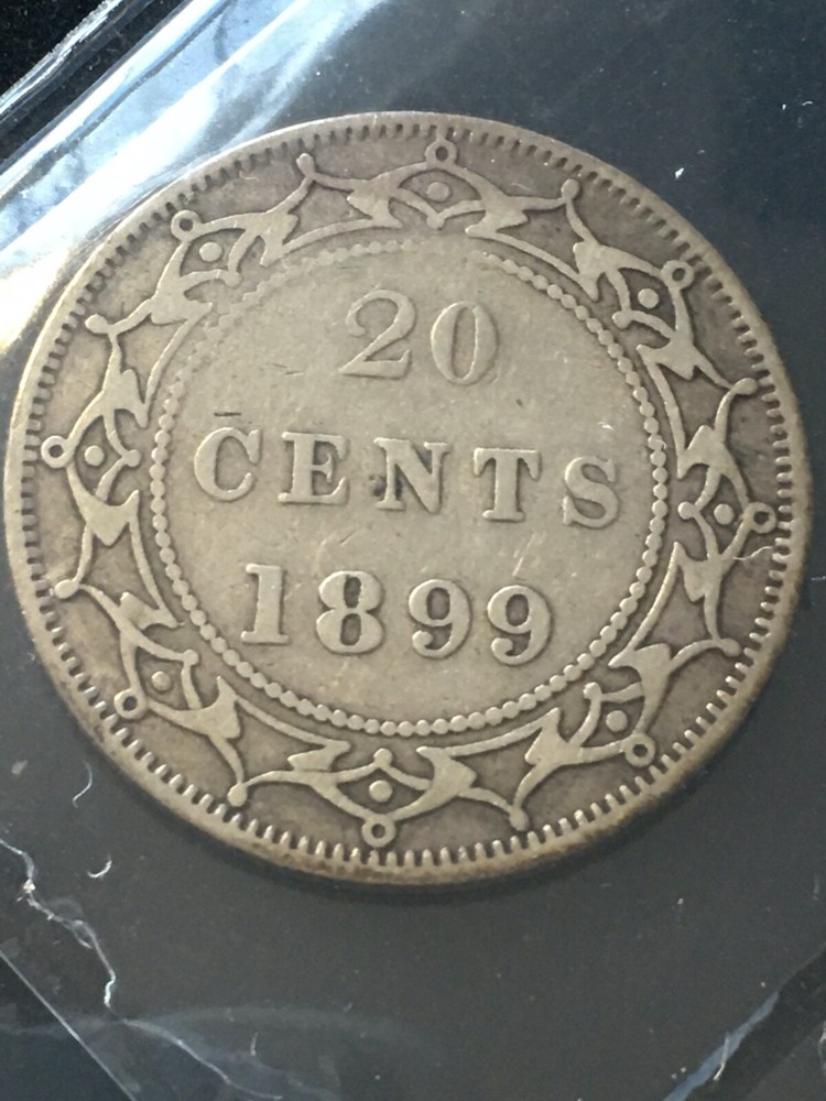 1899 Hook 9's ICCS Graded Newfoundland, Twenty Cent **VF-20**