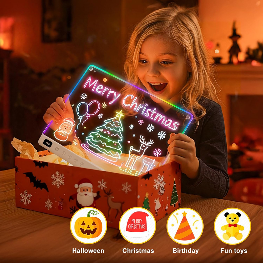 Led Drawing Board with 13 Light Effects, 16" Rechargeable Glow Doodle LED Note B