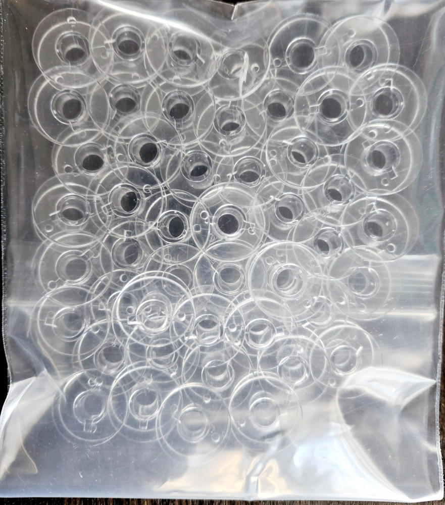50 Pack Clear Plastic Sewing Machine Bobbins Class 15