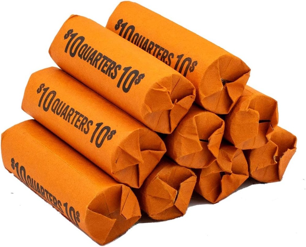 Quarter Flat Coin Wrappers, Solid Bundle of 100 100, Orange, Black