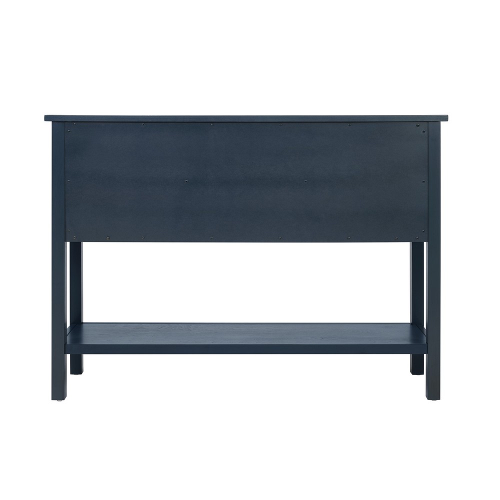 46'' Retro Solid Wood Sideboard Console Table w/Bottom Shelf & Storage Cabinets