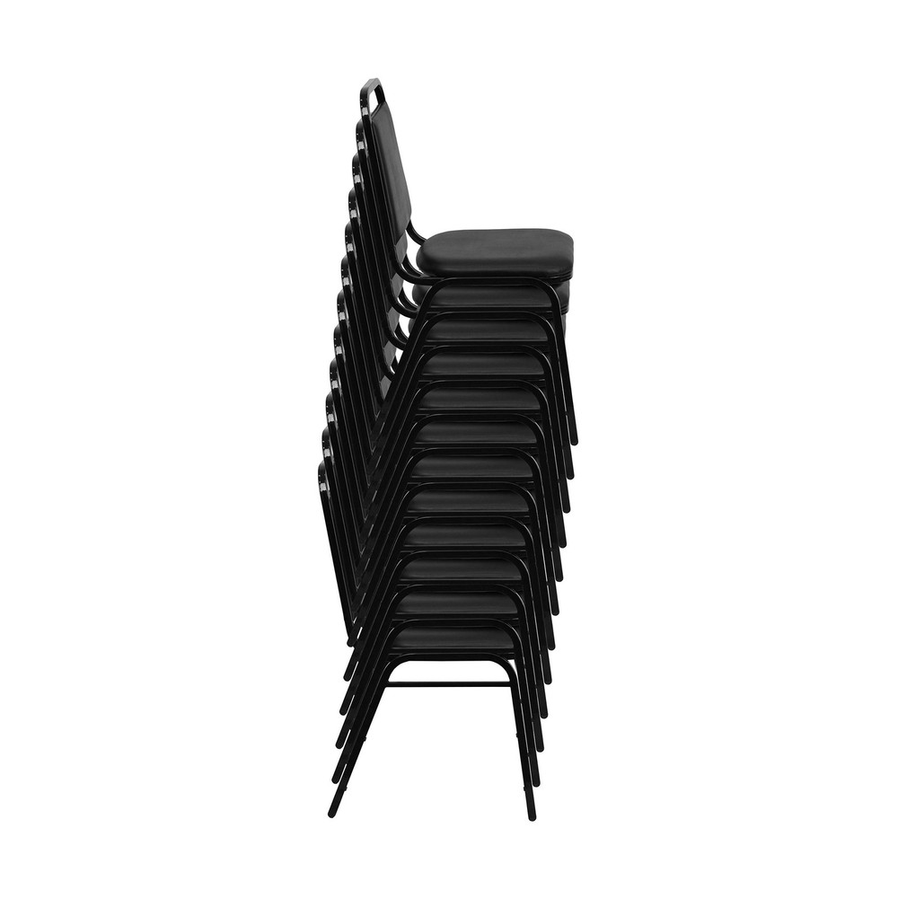 EMMA + OLIVER Trapezoidal Back Vinyl Stackable Banquet Chair, Multipurpose St...