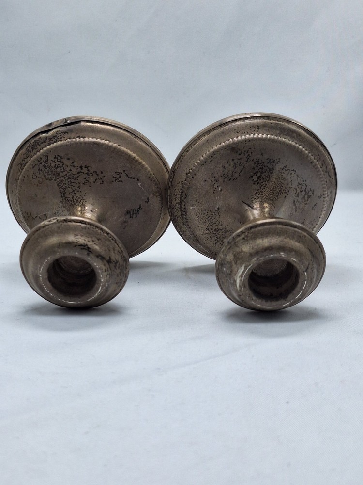 Vintage Sterling Silver Candlesticks Weighted 513 grams 3"