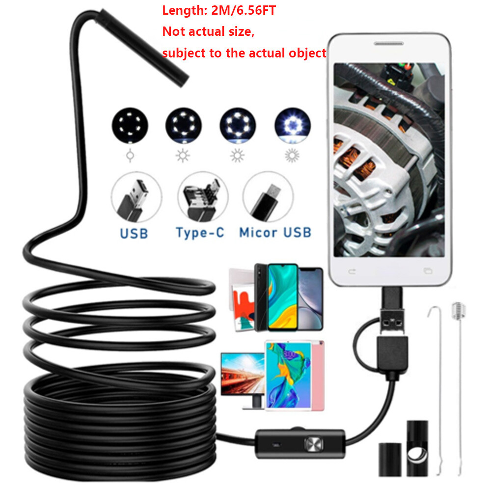 6.5FT Direct Plug To Android Borescope Endoscope Snake Inspection Camera IP67