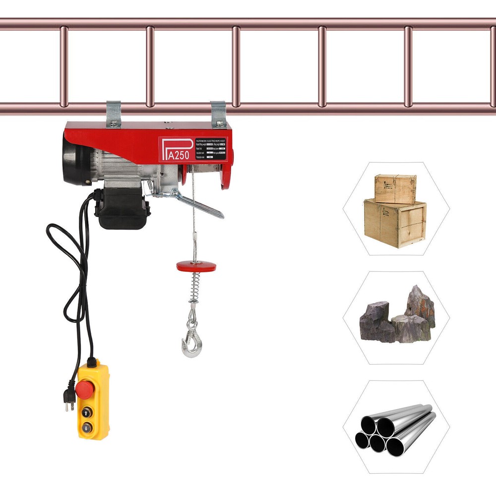 550LBS Electric Hoist Winch Engine Crane with Wireless 110V
