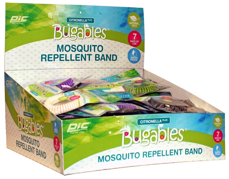 Pic Bugables Citronella Wristband Assorted Colors, 50-pack
