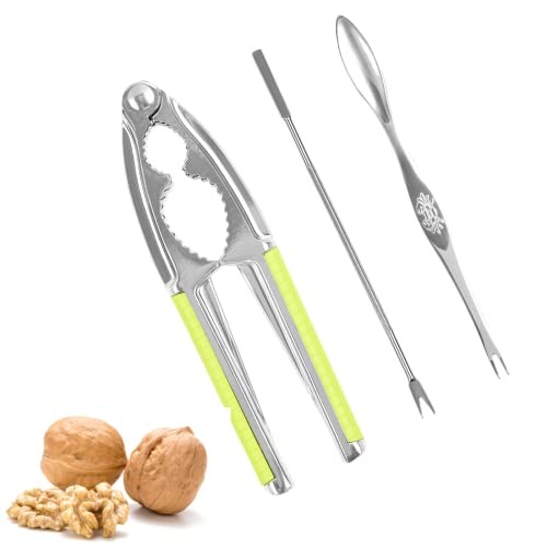 Nut Crackers Walnut Cracker Heavy Duty Walnut Cracker Tool with 2 PCS Green