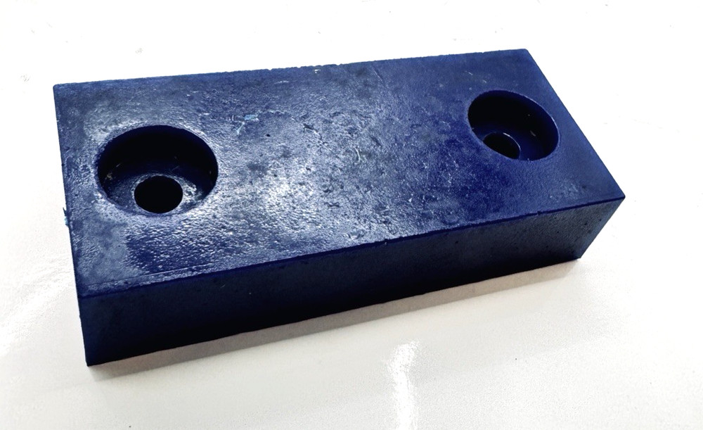 Solid Silicone Blue Rubber Block Shock Absorb Pad Drilled Countersunk