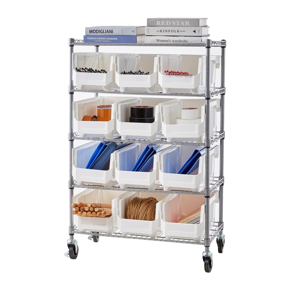 Uimoso 5-Tier Rolling Storage Rack with 12 Removable Bins