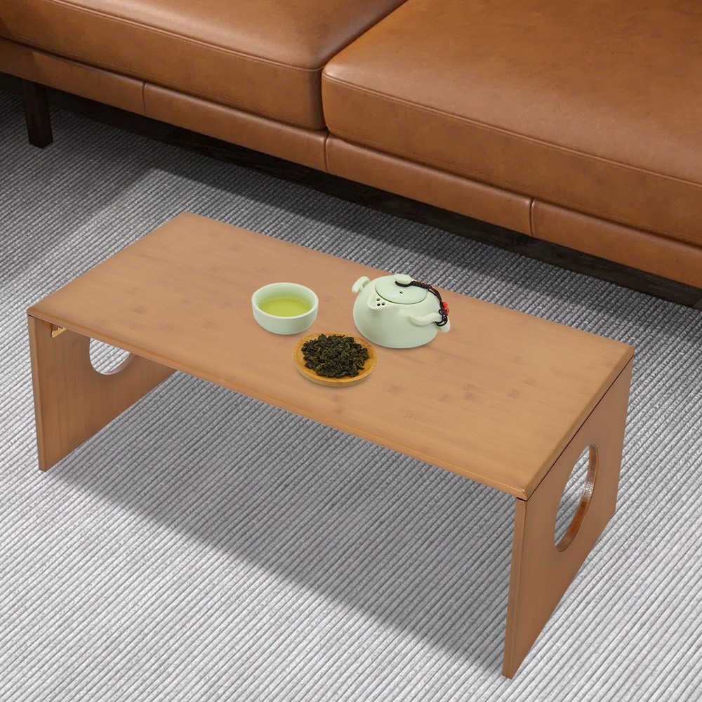 Folding Floor Coffee Table Brown Low Coffee Table Bamboo Portable Coffee Table