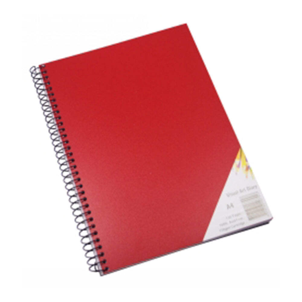 Quill A4 Spiral Visual Art Diary 60 Leaf Red Professional Polypropylene Cover