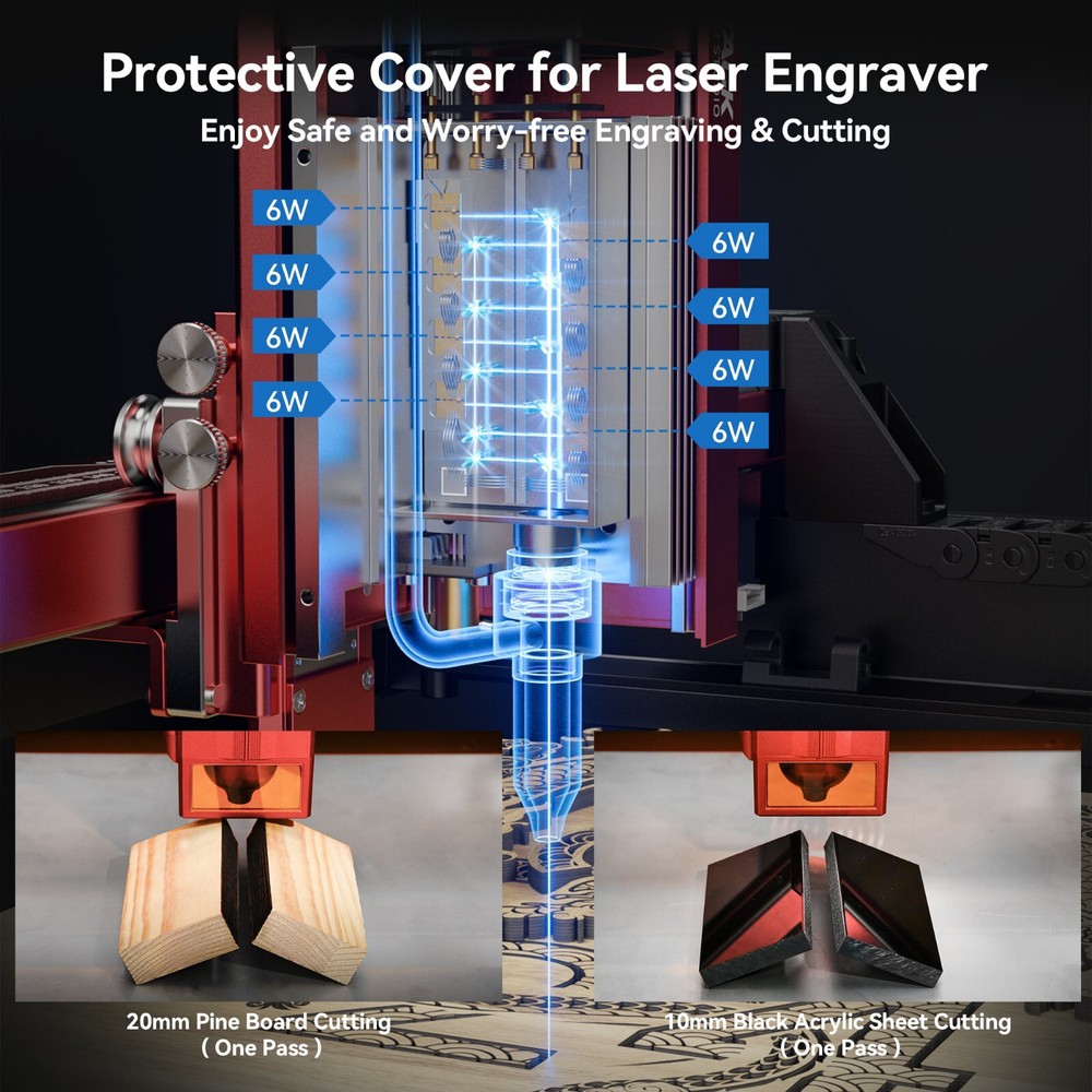 AtomStack A48 Ultra 210W Laser Engraver Engraving Cutting Machine with Enclosure