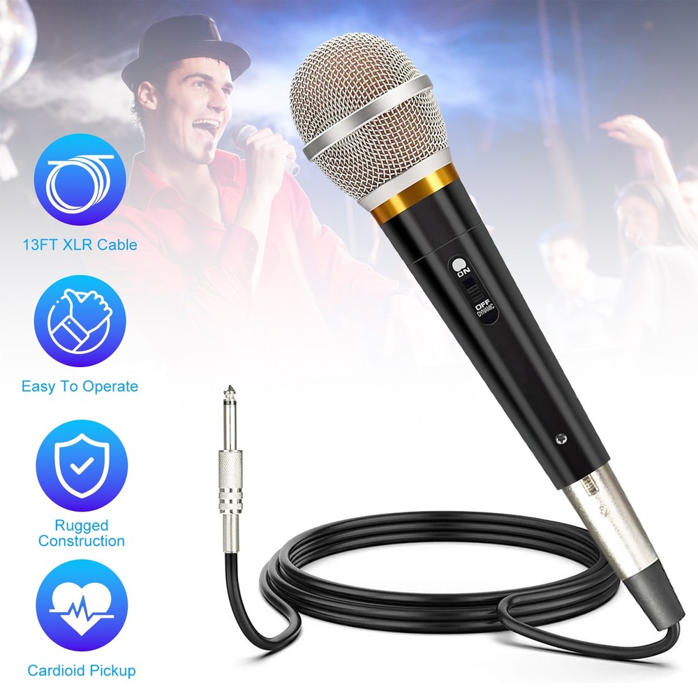 Dynamic Handheld XLR Microphone Unidirectional Mic for Karaoke Machine Speaker