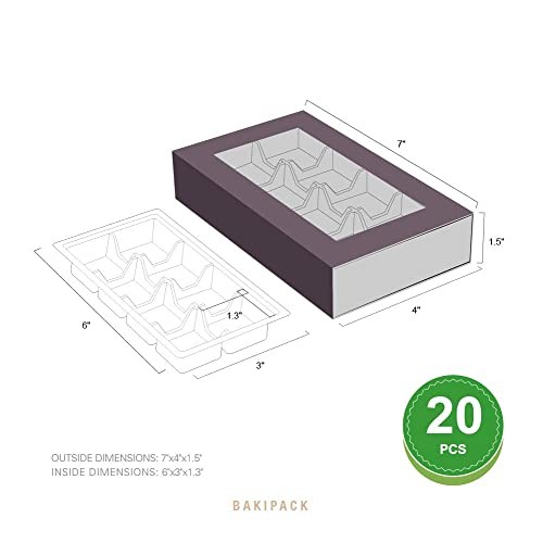 20 Truffle Box, Chocolate Box Packaging, Candy Boxes with 8-Piece Plastics