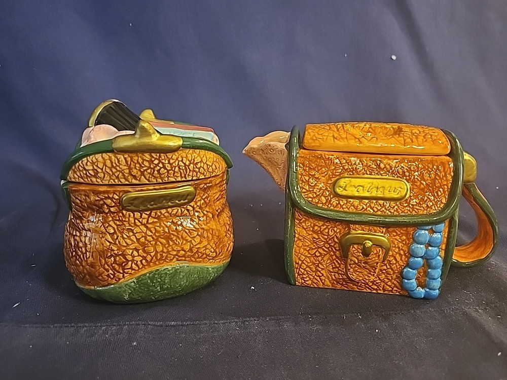 Fitz & Floyd Omnibus Hand Painted Purses Creamer & Sugar