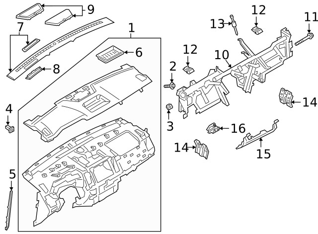 Genuine Ford Instrument Panel Trim Panel KB3Z2104338AA
