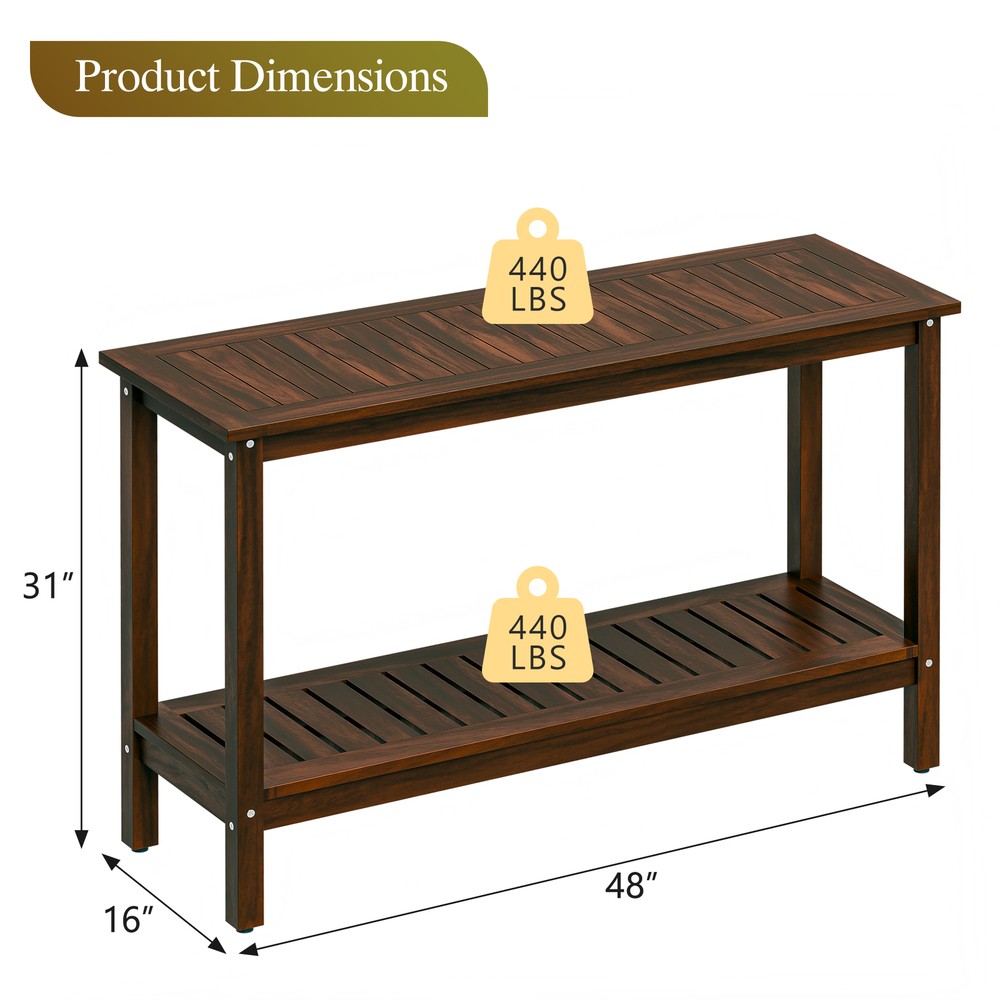 48" Console Table Storage Behind Couch Sofa Table w/ Shelves For Garden Coffee