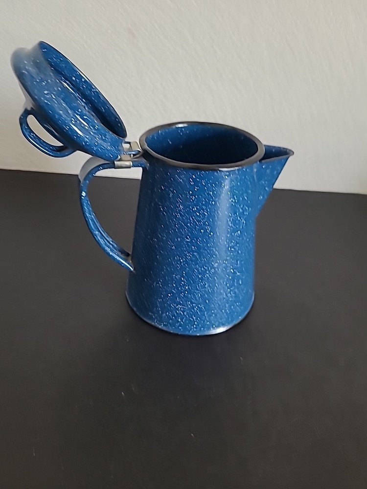 Blue And White Speckled Enamelware Coffee Percolator